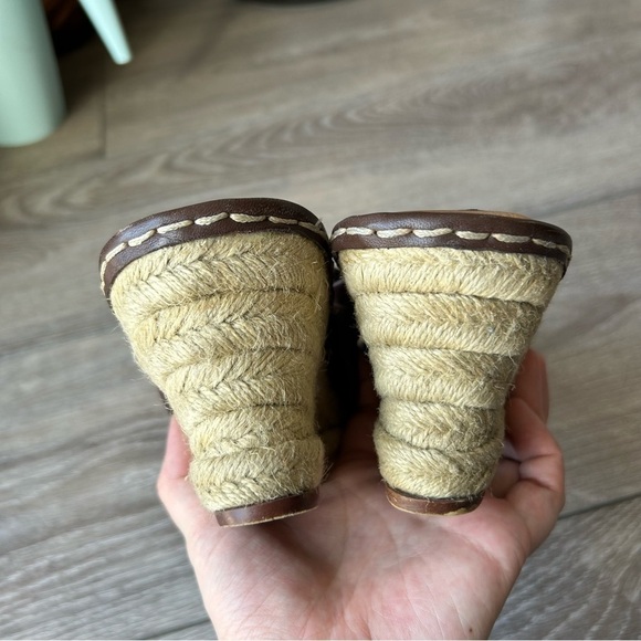 Born Brown Leather Espadrille Wedge Flip Flop Sandal - Picture 6 of 16